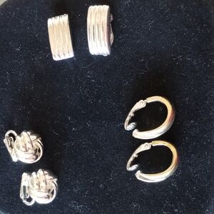 3 prs. Vintage silver tone clip on earrings